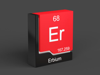 Fototapete - Erbium, periodic table element modern icon series, 3D rendered on black background	