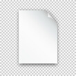 © Kindlena - White blank sheet of paper A4 format isolated on transparent background. Page with curled corner. Vector illustration.
