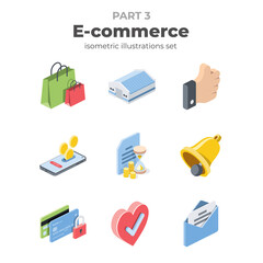 Poster - E-commerce vector 3d isometric, color web icon, new flat style. Creative illustration design, isolated graphic idea for infographics.