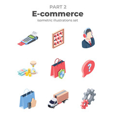 Poster - E-commerce vector 3d isometric, color web icon, new flat style. Creative illustration design, isolated graphic idea for infographics.