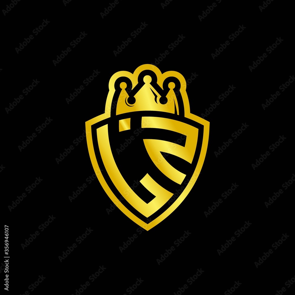 LZ monogram logo with shield and crown style design template - obrazy, fototapety, plakaty 