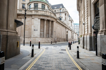 Poster - London- The Bank of England in the City of London, th central bank of the United Kingdom 