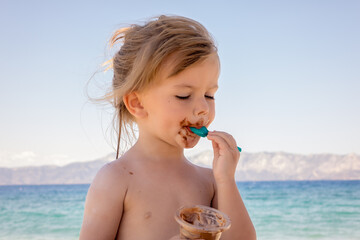 little girl eating ice cream