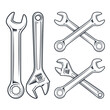 Wrench and adjustable wrench. Repair tools icon isolated on white background.
