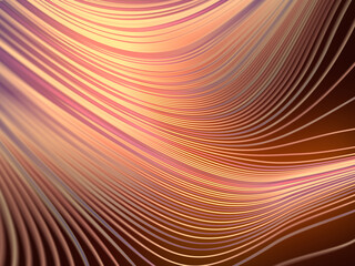 Poster - Wave band geometric pattern. Modern style abstraction with composition made of various colored lines. 3d rendering