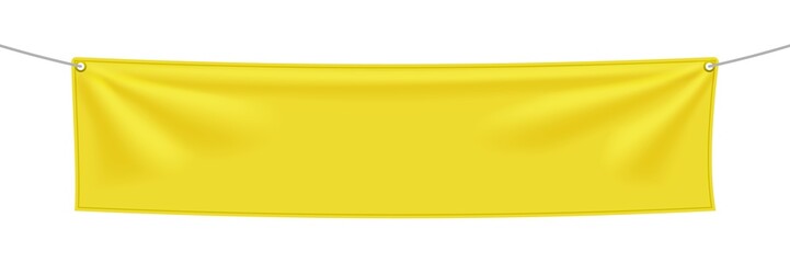 Wall Mural - yellow textile banners with folds isolated on white background