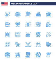 25 USA Blue Signs Independence Day Celebration Symbols Of Independence Day; Holiday; Cola; Drum; Music