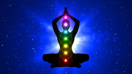 Wall Mural - Meditation People Achieve Enlightenment, Activation Of Chakra, Aura In The Body
