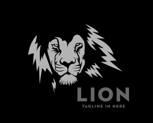 Wall Mural - Elegance face lion logo design illustration in black background