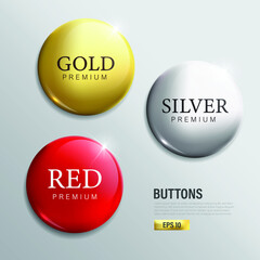 Wall Mural - button set circle modern color gold silver and red