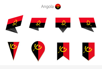 Wall Mural - Angola national flag collection, eight versions of Angola vector flags.