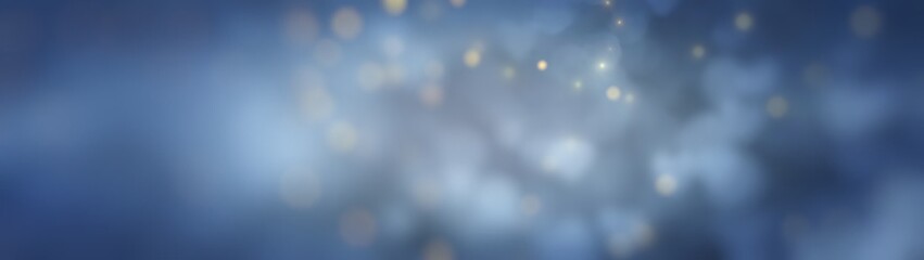 Wall Mural - christmas winter background - blue banner with golden bokeh lights