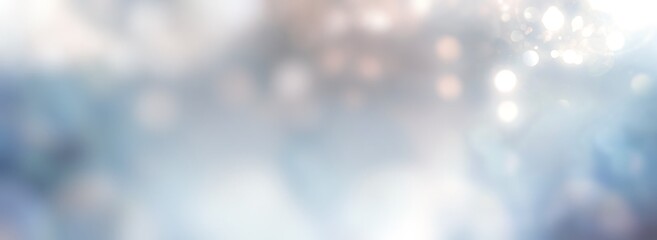 Wall Mural - Beautiful christmas winter background - festive blurred bokeh blue lights - xmas and new year card - banner, header, panorama