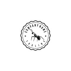 Wall Mural - Ant logo design template. Awesome ant with circle logo. Ant lineart logotype.