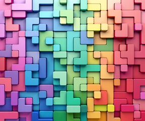 Fototapete - 3D rendering abstract background of multi-colored rounded shapes