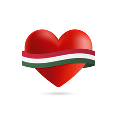 Wall Mural - Heart with waving Hungary flag. Vector illustration.