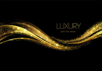 Aufkleber - Abstract shiny color gold wave design element