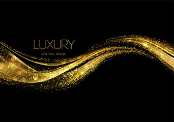 Wall Mural - Abstract shiny color gold wave design element