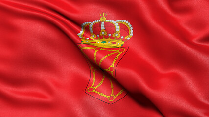 Wall Mural - Flag of the Chartered Community of Navarre waving in the wind. 3D illustration.