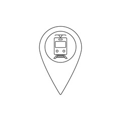 Poster - tram icon on map pointer sign navigation symbol