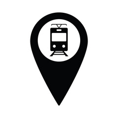 Poster - tram icon on map pointer sign navigation symbol