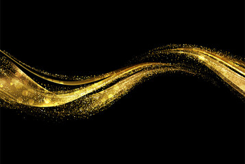 Poster - Abstract shiny color gold wave design element