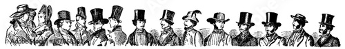Fotografía Fashionable men in hats, chapter separator in a book