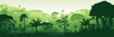 Vector horizontal tropical rainforest Jungle background