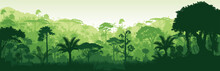 Vector Horizontal Tropical Rainforest Jungle Background