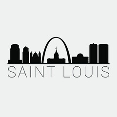 Wall Mural - Saint Louis Missouri City. Skyline Silhouette City. Design Vector. Famous Monuments Tourism Travel. Buildings Tour Landmark.