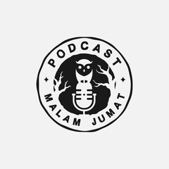 Wall Mural - Podcast Horror Logo Design Template