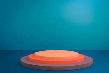 Aufkleber - Blue studio background with podium for present content advertising banner product design mockup. 3D illustration