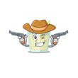 Cartoon character cowboy of martini cocktail with guns