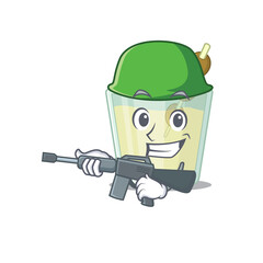 Sticker - A cartoon picture of Army martini cocktail holding machine gun