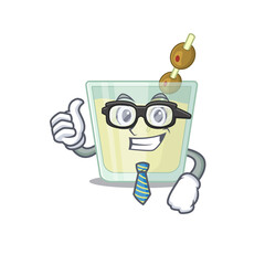 Sticker - cartoon drawing of martini cocktail Businessman wearing glasses and tie