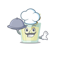 Sticker - mascot design of martini cocktail chef serving food on tray