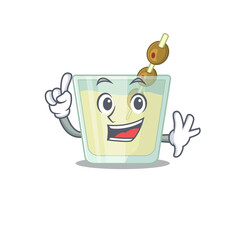 Sticker - Martini cocktail caricature design style with one finger gesture