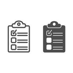 Poster - Checklist line and solid icon, business concept, Clipboard sign on white background, Clip board for notes with tick icon in outline style for mobile concept and web design. Vector graphics.