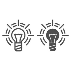 Poster - light bulb line and solid icon, business idea concept, idea generator bulb sign on white background,