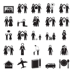 Wall Mural - family icons collection