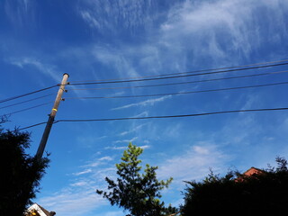 Electric pole on a blue sky background - Lilleaker 