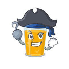 Poster - Glass of orange juice cartoon design in a Pirate character with one hook hand