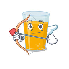 Sticker - Glass of orange juice in sweet romantic cupid cartoon drawing with arrow