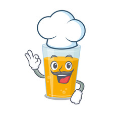 Poster - Talented glass of orange juice chef cartoon drawing wearing chef hat