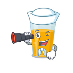 Sticker - A cartoon picture of glass of orange juice Sailor using binocular