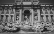 The famous Trevi fountain in Rome in black and white