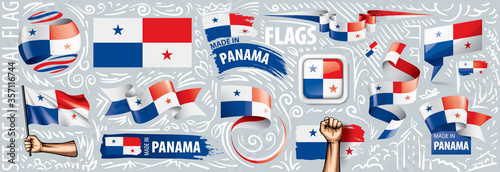 Fotografía Vector set of the national flag of Panama in various creative designs