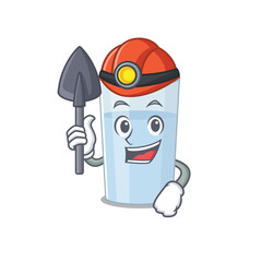 Sticker - A cartoon picture of glass of water miner with tool and helmet