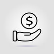 © Igor - Saving money line icon on gray background with soft shadow
