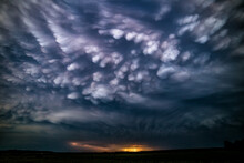 Late Evening Mammatus Clouds With Lightning